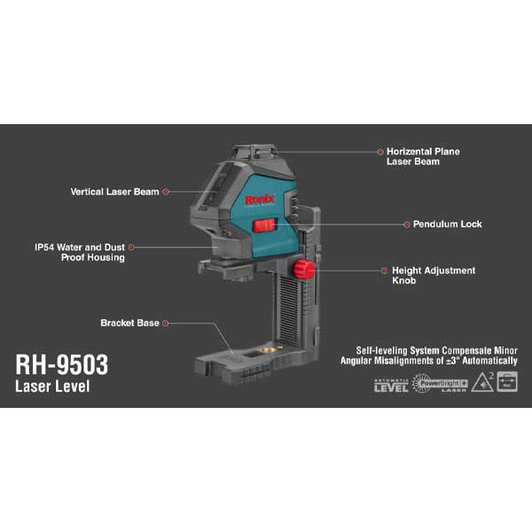 تراز لیزری رونیکس دو خط 360 درجه مدل RH-9503